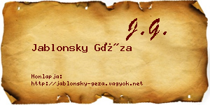 Jablonsky Géza névjegykártya